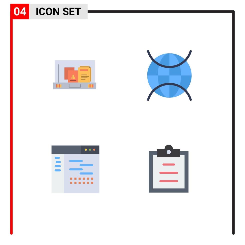 paquete de iconos vectoriales de stock de 4 signos y símbolos de línea para diseño de presentación maletín página iot elementos de diseño vectorial editables vector