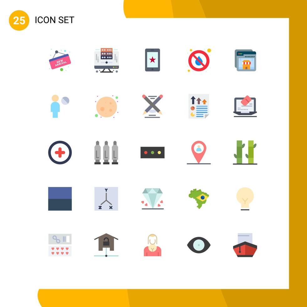 Flat Color Pack of 25 Universal Symbols of browser water mobile rain drop Editable Vector Design Elements