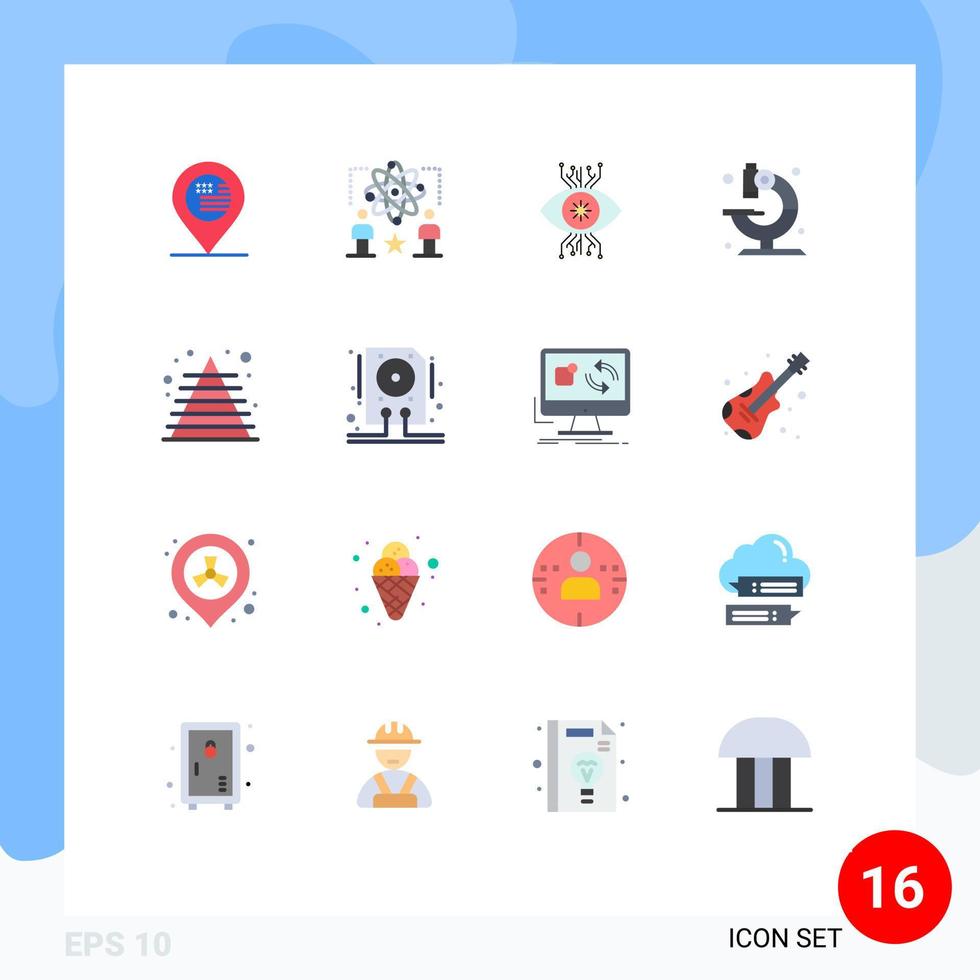 Mobile Interface Flat Color Set of 16 Pictograms of science medical atom lab vision Editable Pack of Creative Vector Design Elements