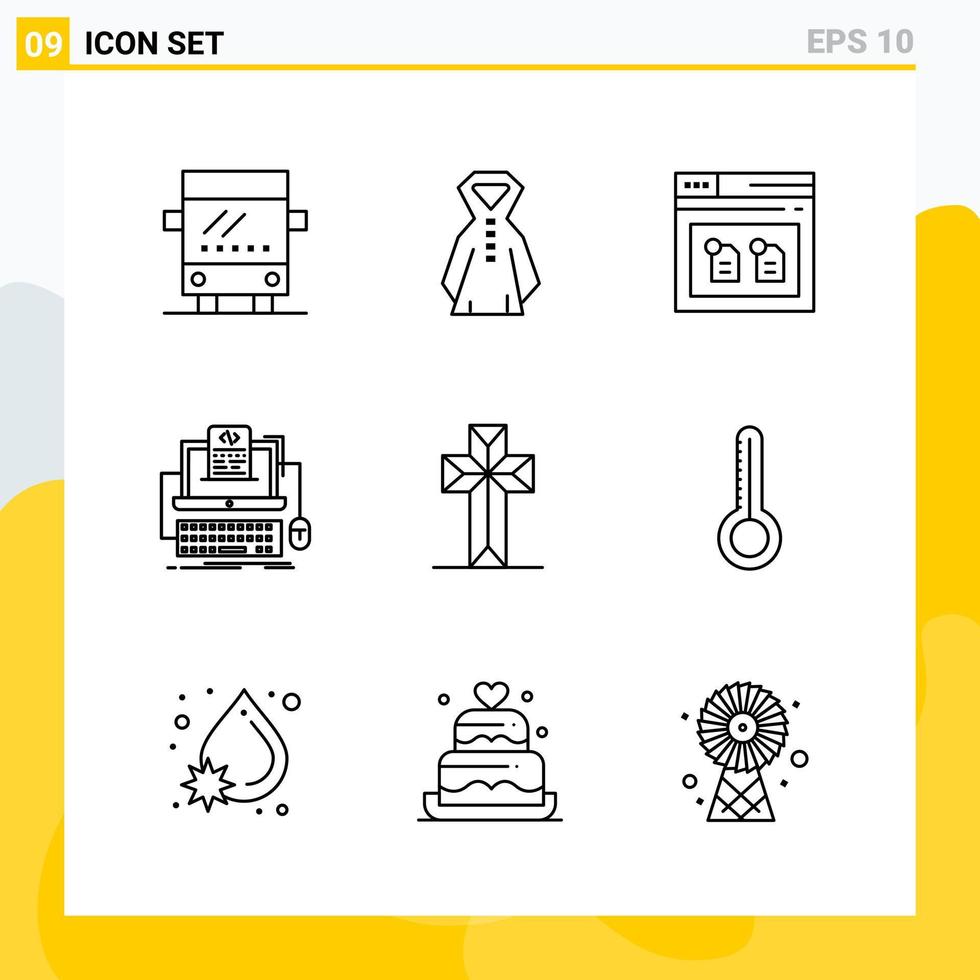 colección de 9 iconos de línea universal conjunto de iconos para web y móvil vector