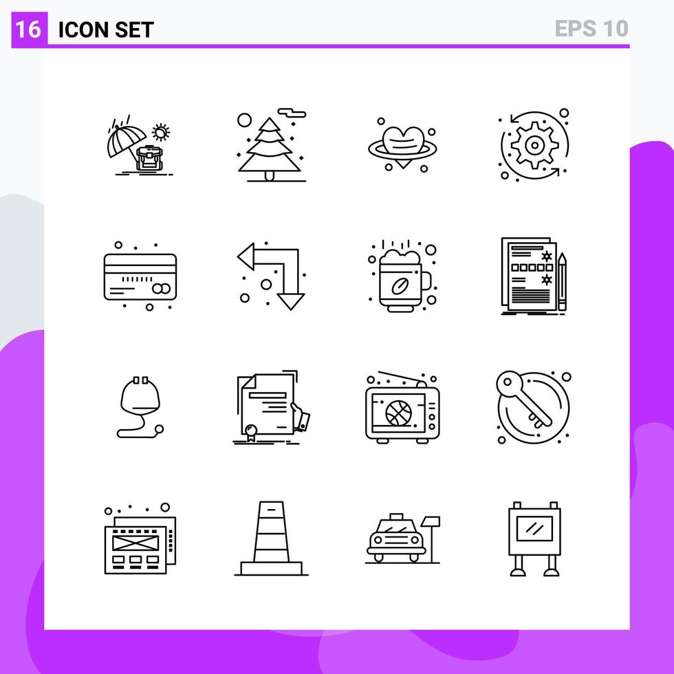 Set of 16 icons in Line style Creative Outline Symbols for Website Design and Mobile Apps Simple Line Icon Sign Isolated on White Background 16 Icons vector