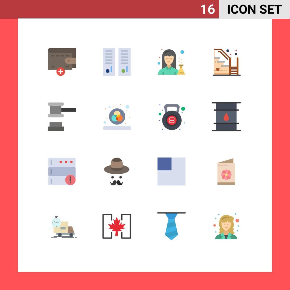16 Flat Color concept for Websites Mobile and Apps property stairs chemist progress woman Editable Pack of Creative Vector Design Elements