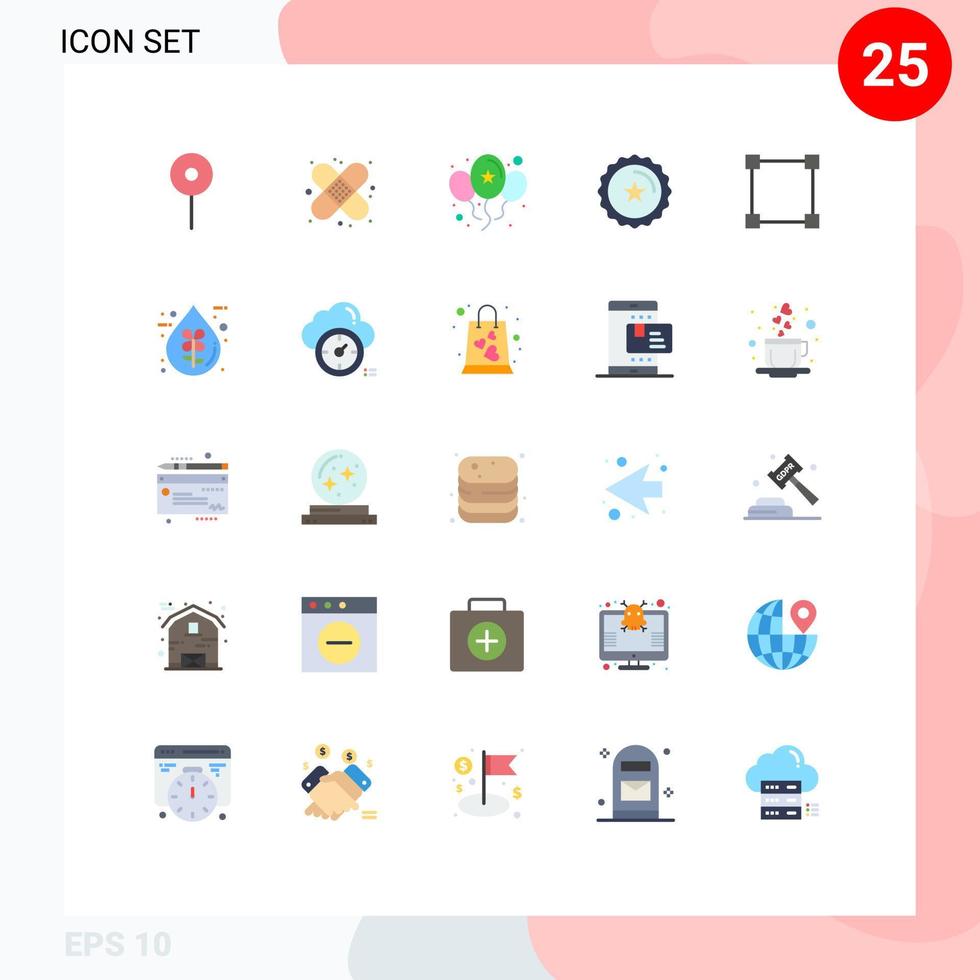 Flat Color Pack of 25 Universal Symbols of rectangle path celebrate shop discount Editable Vector Design Elements