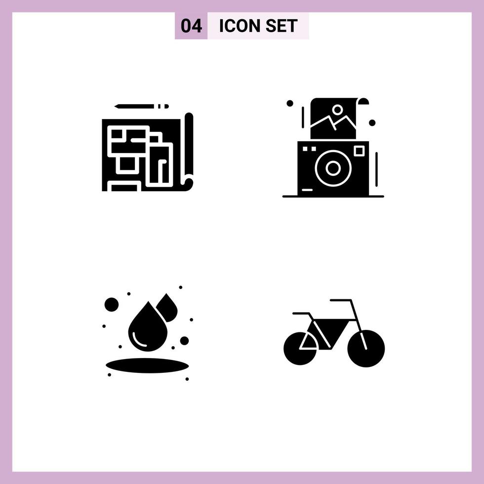 Set of Commercial Solid Glyphs pack for architecture humid estate photography bicycle Editable Vector Design Elements