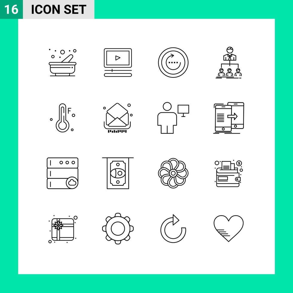 Set of 16 Modern UI Icons Symbols Signs for company organization browser teamwork ui Editable Vector Design Elements