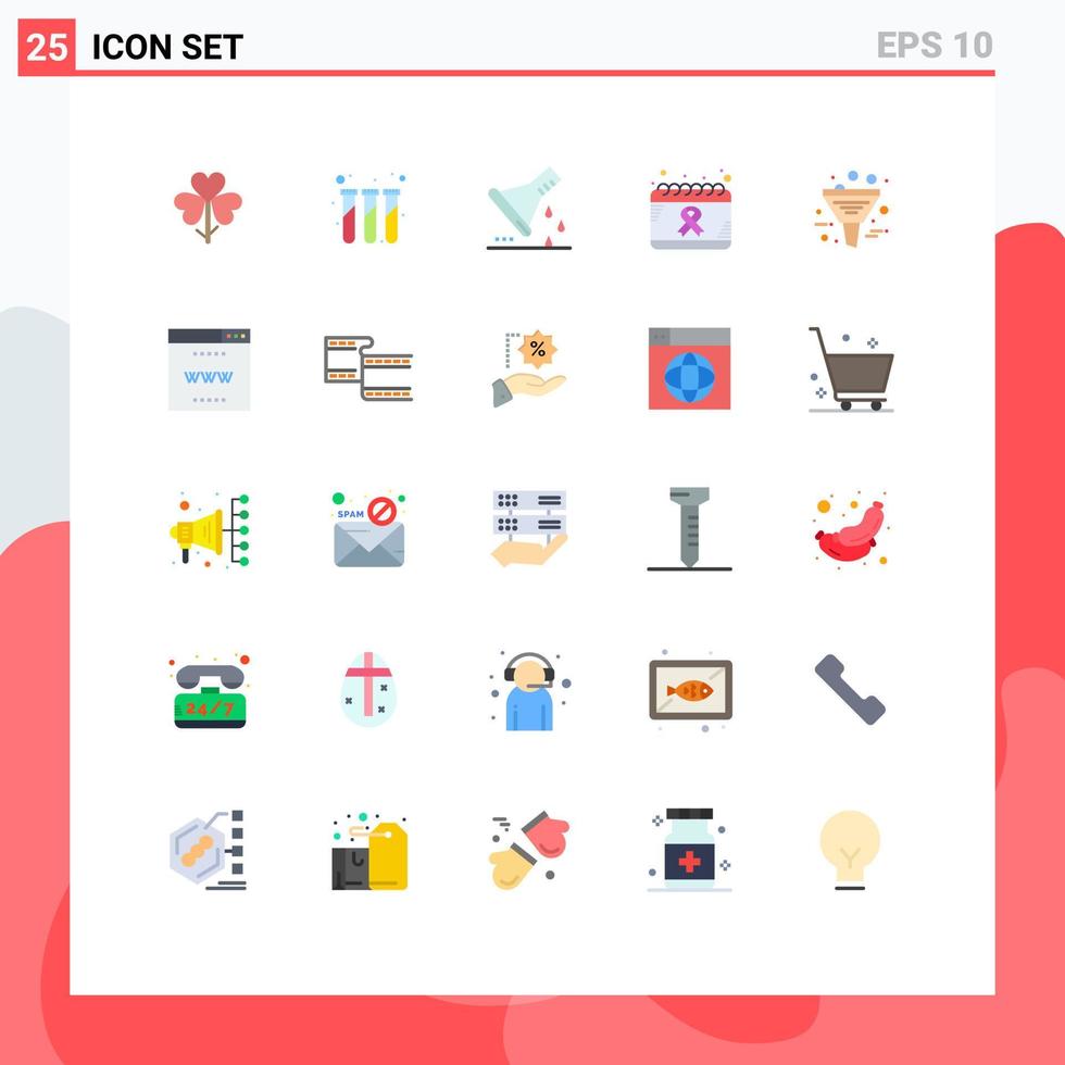 25 Creative Icons Modern Signs and Symbols of health cancer test tubes calendar sample flask Editable Vector Design Elements