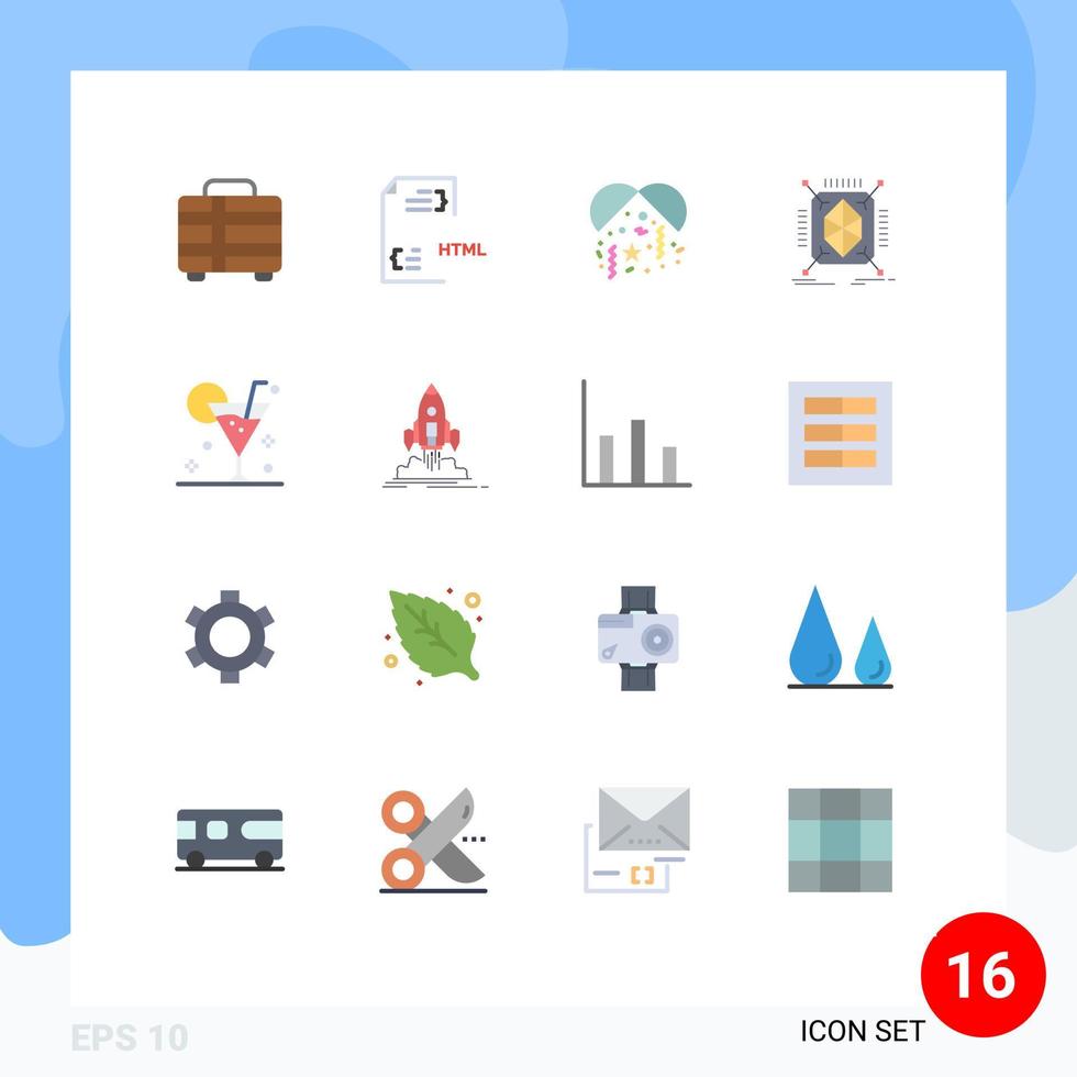 User Interface Pack of 16 Basic Flat Colors of beverage structure html rapid object Editable Pack of Creative Vector Design Elements