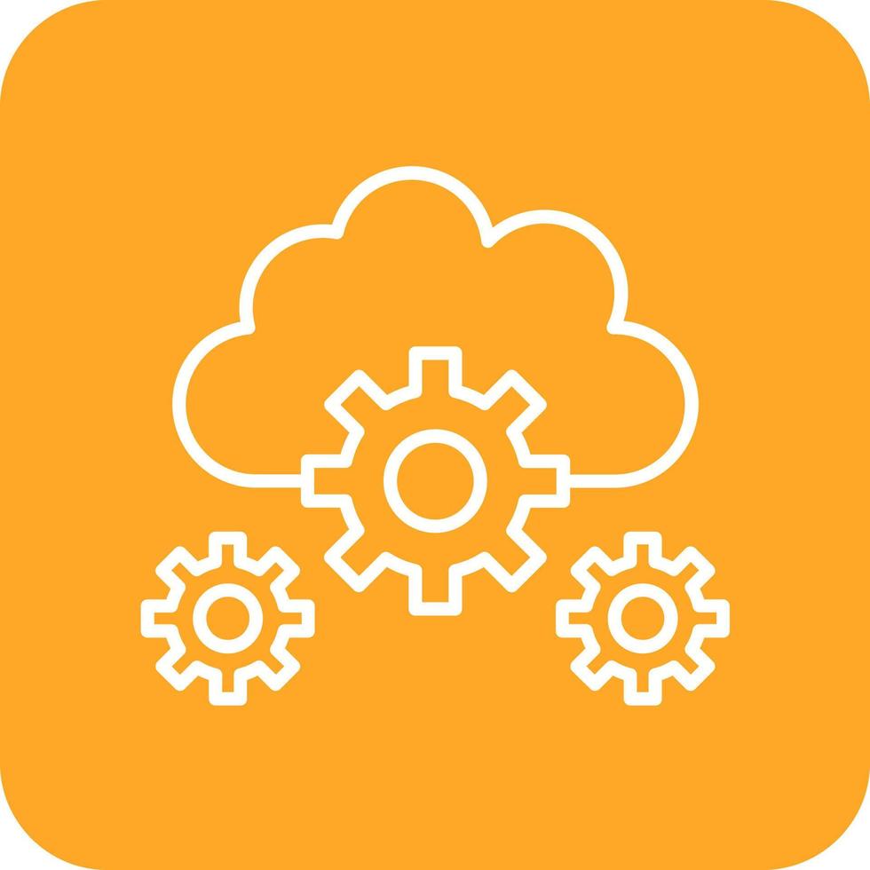 Cloud Setting Line Round Corner Background Icons vector