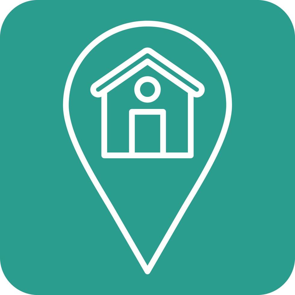 House Location Line Round Corner Background Icons vector