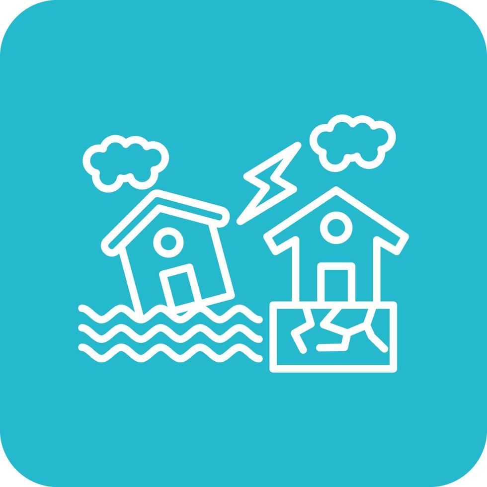 Natural Disaster Line Round Corner Background Icons vector
