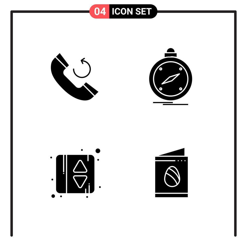 Set of 4 Solid Style Icons for web and mobile Glyph Symbols for print Solid Icon Signs Isolated on White Background 4 Icon Set Creative Black Icon vector background