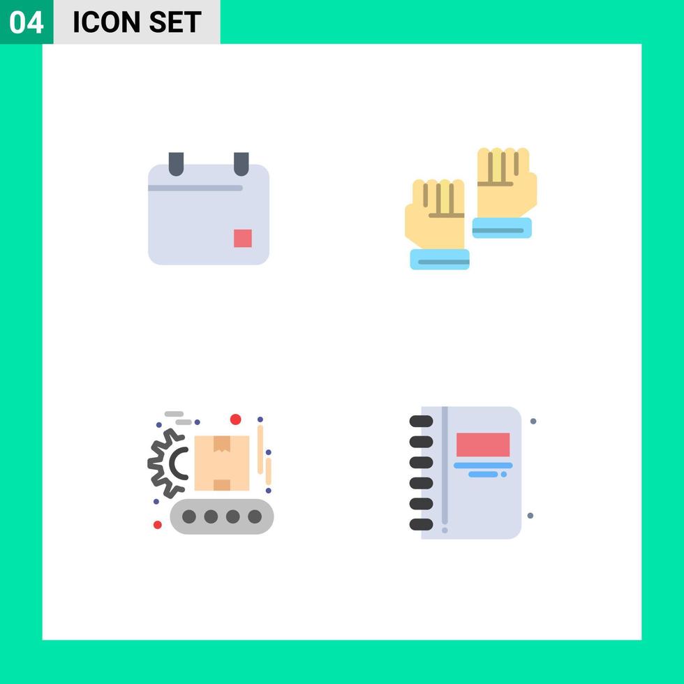 Flat Icon Pack of 4 Universal Symbols of cinema factory date goalkeeper product Editable Vector Design Elements
