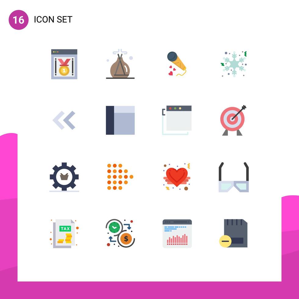 paquete de iconos de vector de stock de 16 signos y símbolos de línea para corazones de flecha hacia atrás paquete editable de copos de invierno de elementos creativos de diseño de vectores