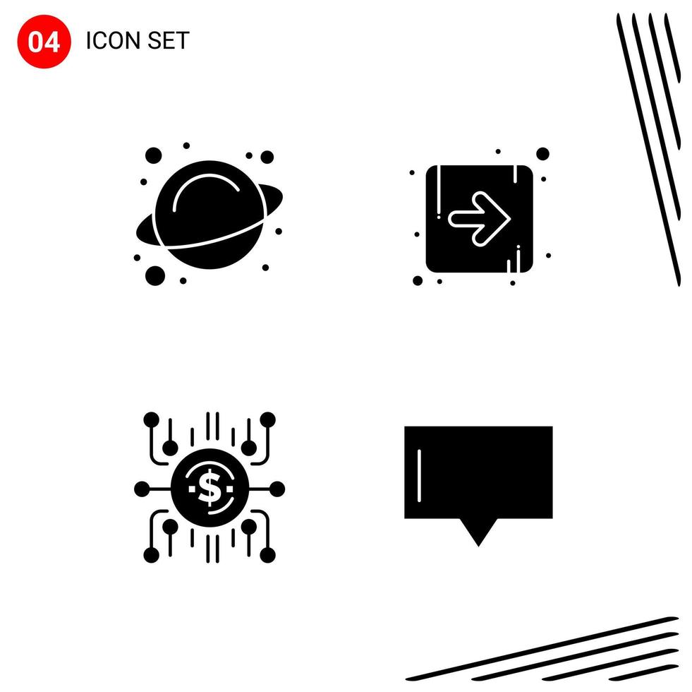 Collection of 4 Vector Icons in solid style Pixle Perfect Glyph Symbols for Web and Mobile Solid Icon Signs on White Background 4 Icons