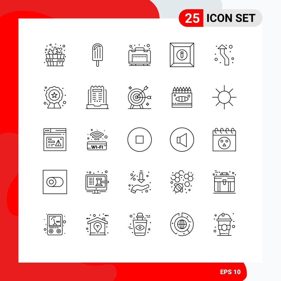 Mobile Interface Line Set of 25 Pictograms of round up luggage arrows product Editable Vector Design Elements