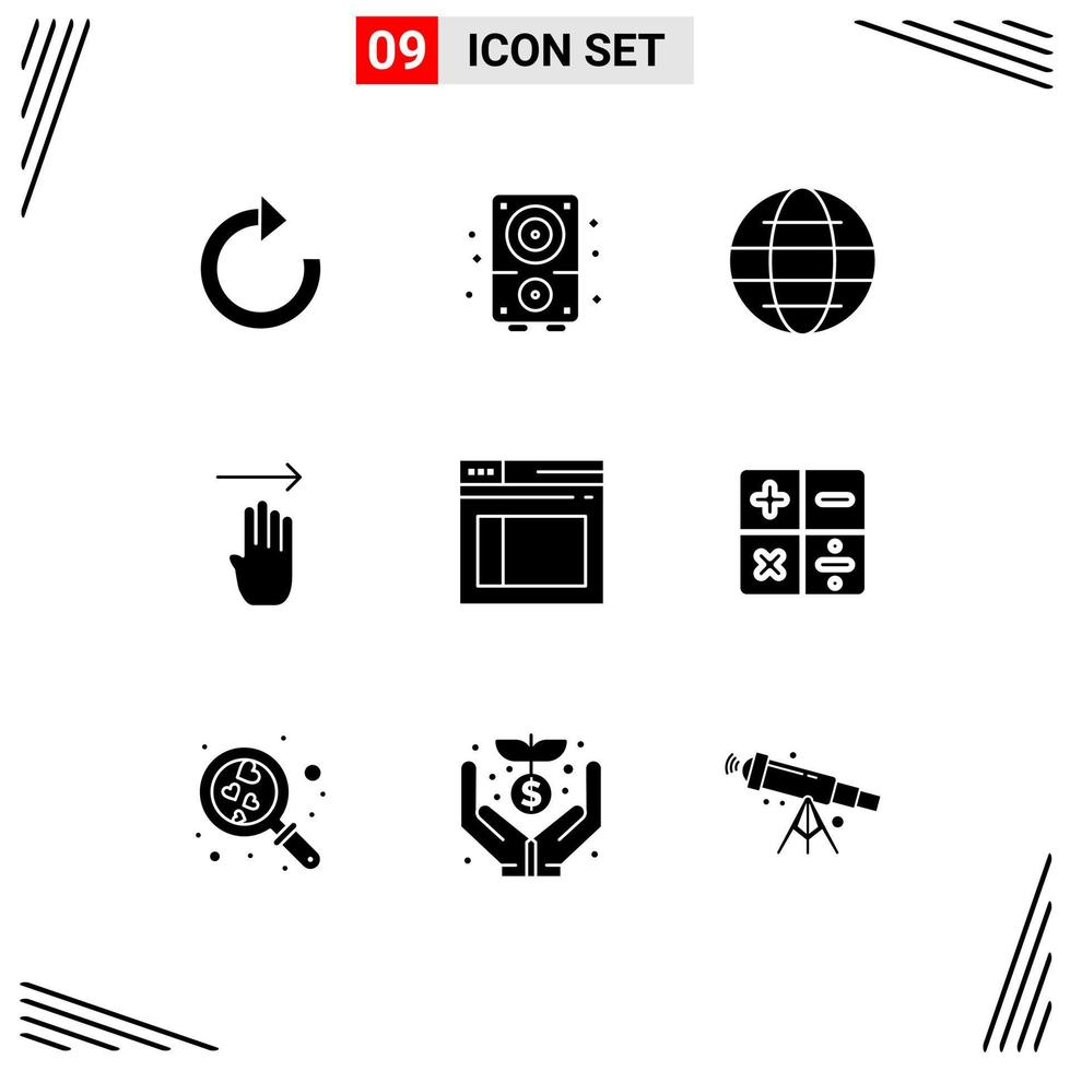 Set of 9 Modern UI Icons Symbols Signs for web page internet right four Editable Vector Design Elements