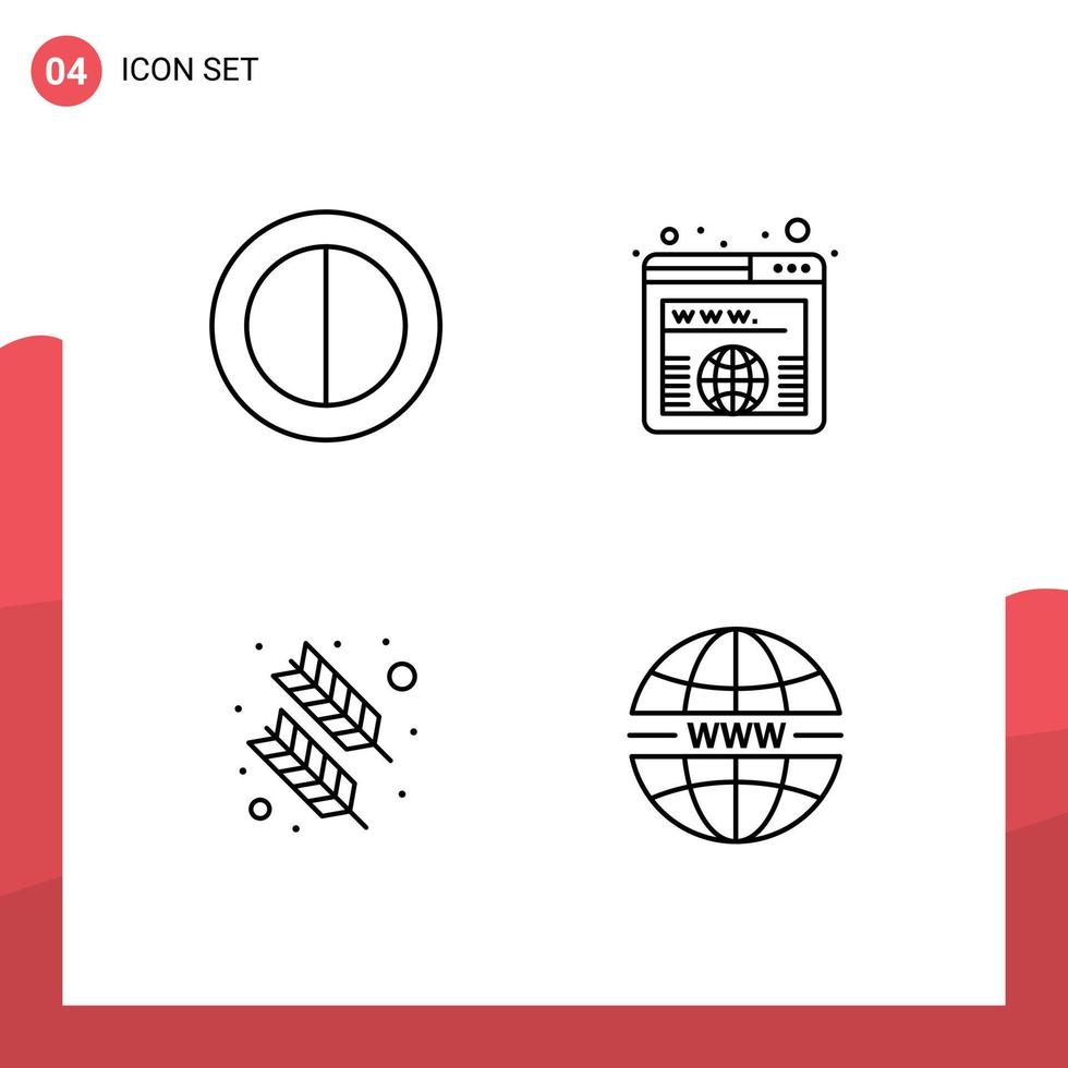 Set of 4 Modern UI Icons Symbols Signs for colors quinn feather domain feather security Editable Vector Design Elements