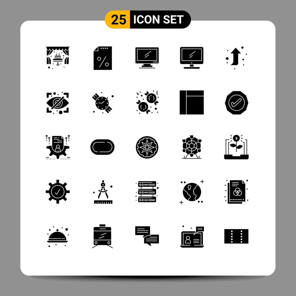 25 Solid Glyph concept for Websites Mobile and Apps eye right up computer forward pc Editable Vector Design Elements