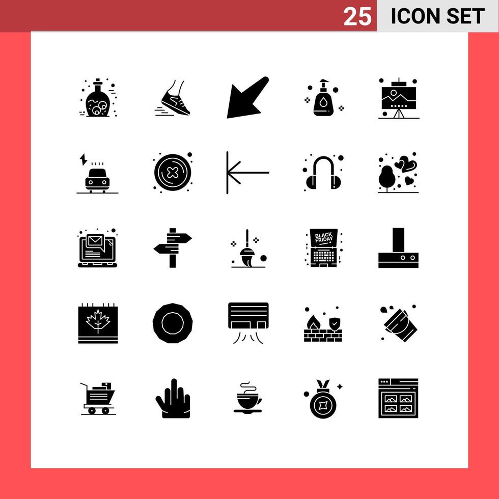 25 Universal Solid Glyphs Set for Web and Mobile Applications seo development running clean cleaning Editable Vector Design Elements