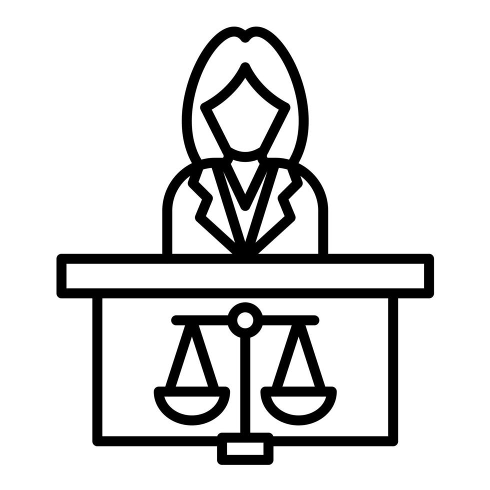 Prosecutor Female Line Icon vector