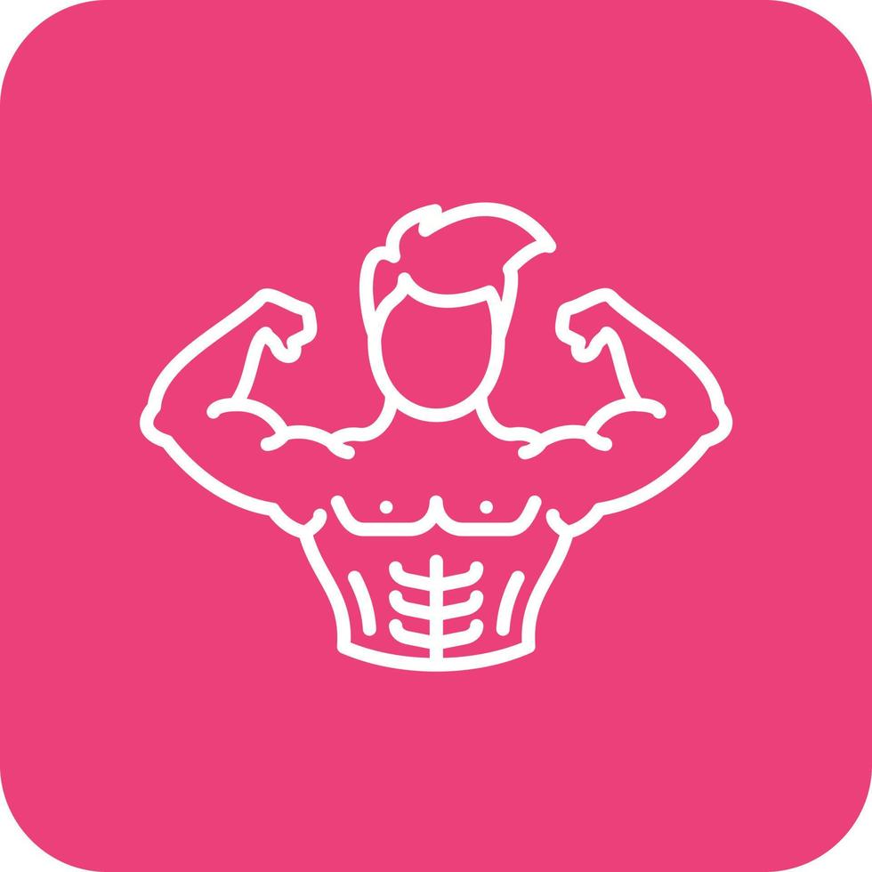 Body Builder Line Round Corner Background Icons vector