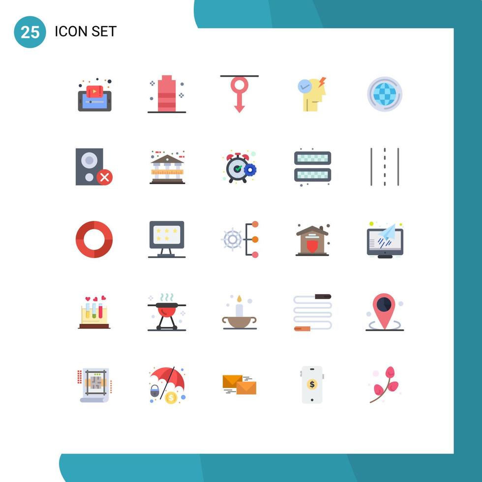 Universal Icon Symbols Group of 25 Modern Flat Colors of mind men energy man human Editable Vector Design Elements
