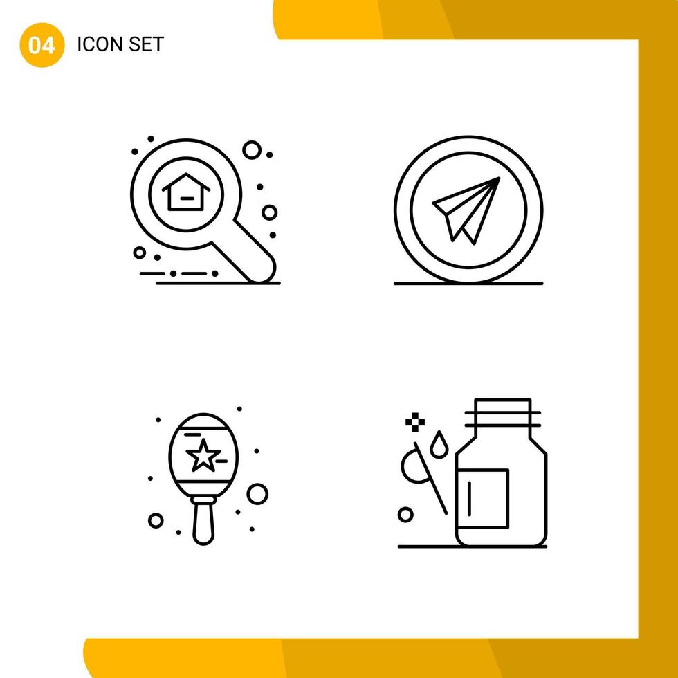 4 conjunto de iconos estilo de línea paquete de iconos símbolos de contorno aislados en fondo blanco para el diseño de sitios web receptivos fondo de vector de icono negro creativo