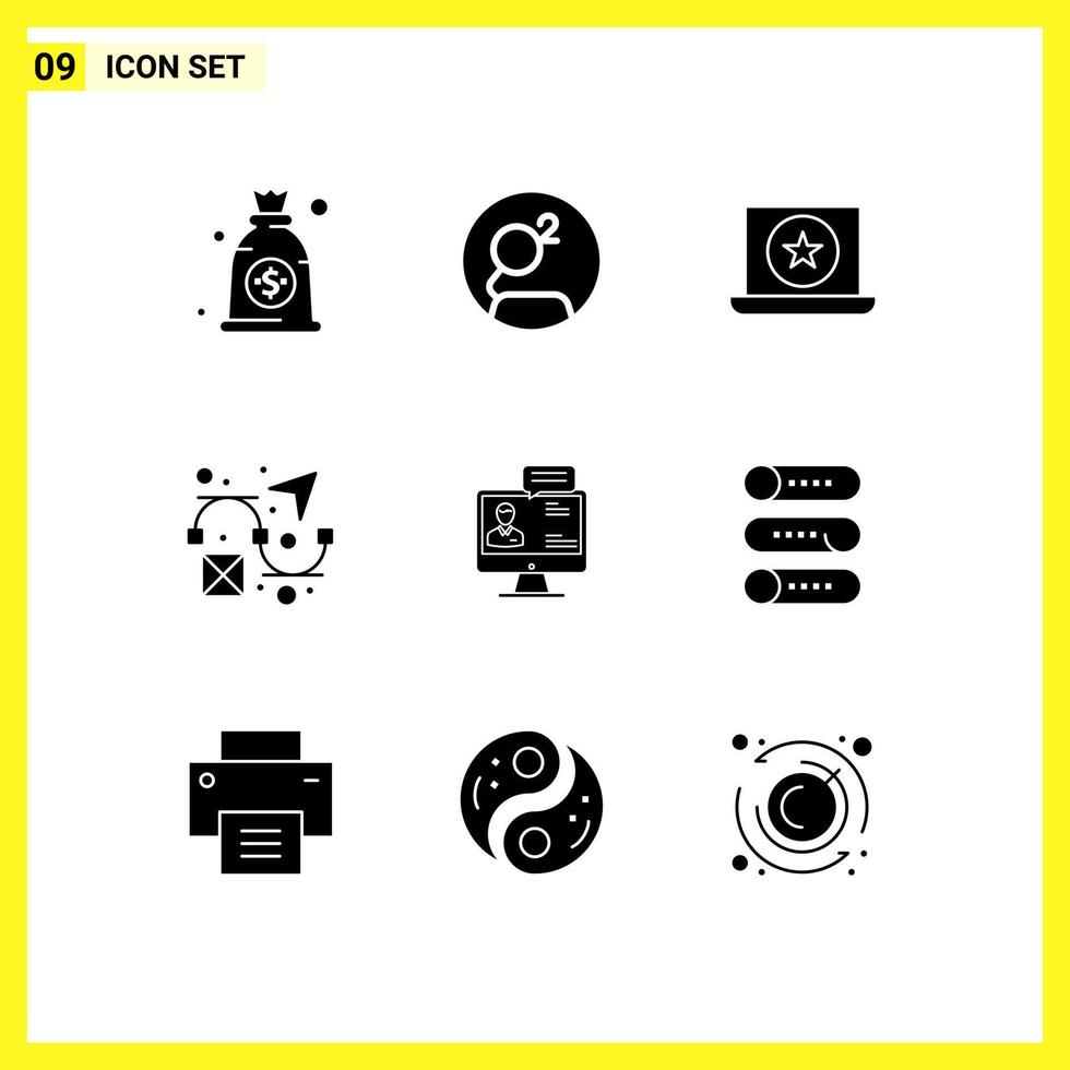 9 Solid Glyph concept for Websites Mobile and Apps dialog business favorite chat creativity Editable Vector Design Elements