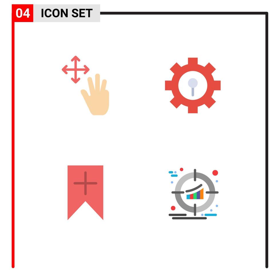 grupo de 4 iconos planos signos y símbolos para tres elementos de diseño vectorial editables por el usuario más protección de retención vector