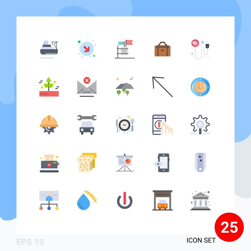 Pictogram Set of 25 Simple Flat Colors of plug sports boycott gym bag Editable Vector Design Elements