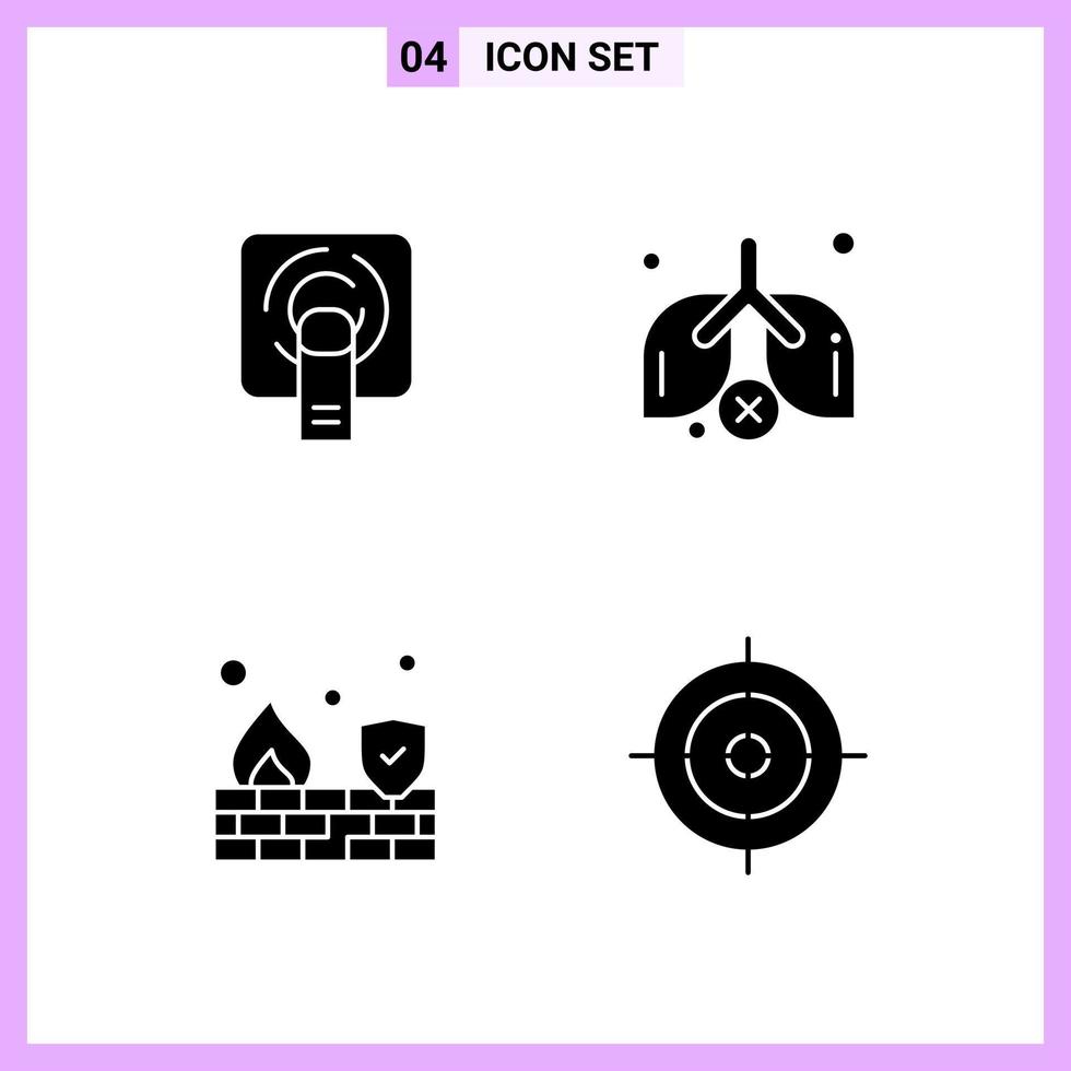 4 Icons in Solid Style Glyph Symbols on White Background Creative Vector Signs for Web mobile and Print Creative Black Icon vector background