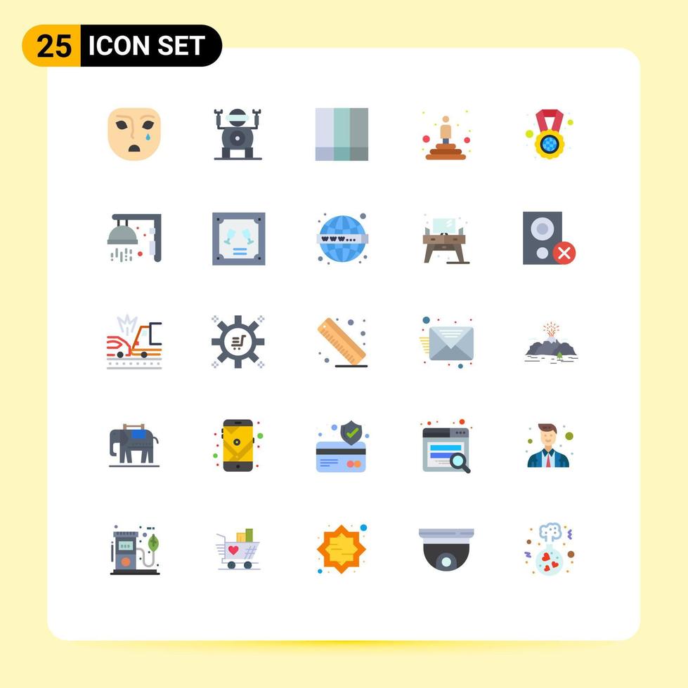 Stock Vector Icon Pack of 25 Line Signs and Symbols for world globe grid layout winner podium Editable Vector Design Elements