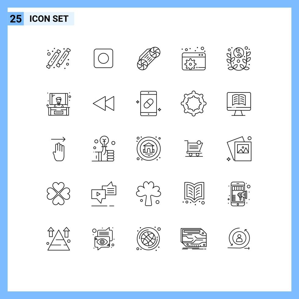 Pack of 25 creative Lines of yin yang new radio lunar dashboard Editable Vector Design Elements