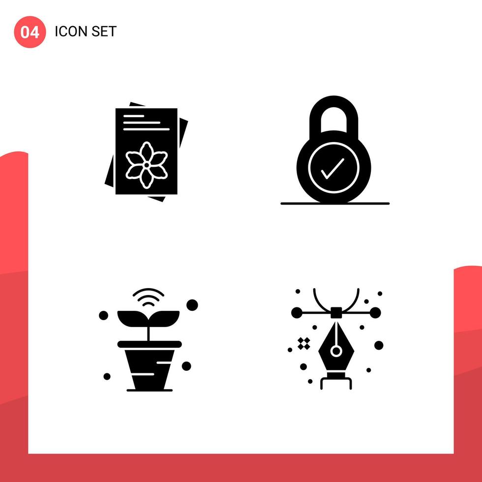 Pack of 4 Universal Glyph Icons for Print Media on White Background vector