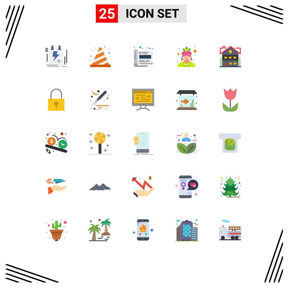 25 Flat Color concept for Websites Mobile and Apps costume avatar road mask office Editable Vector Design Elements
