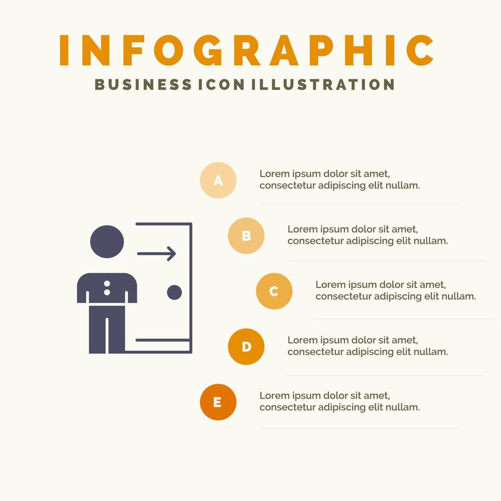 despido empleado salida trabajo despido persona personal sólido icono infografía 5 pasos presentación antecedentes vector