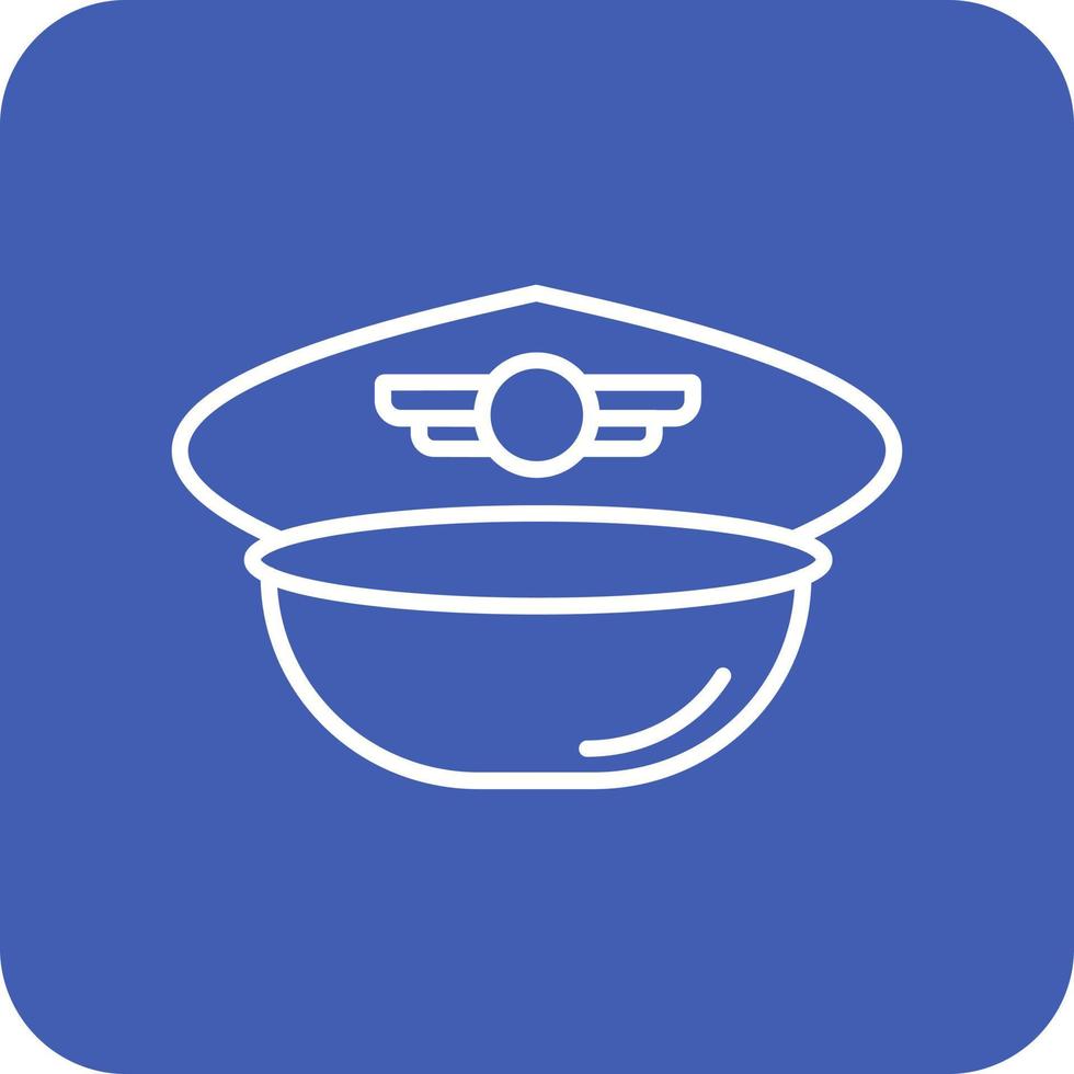 Pilot Hat Line Round Corner Background Icons vector