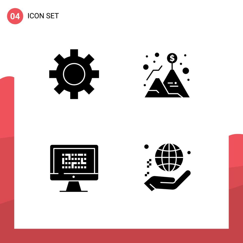 Set of Modern UI Icons Symbols Signs for gear data achievement success encryption Editable Vector Design Elements