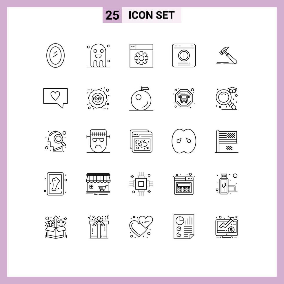 Universal Icon Symbols Group of 25 Modern Lines of support chat alert ghost chat setting Editable Vector Design Elements