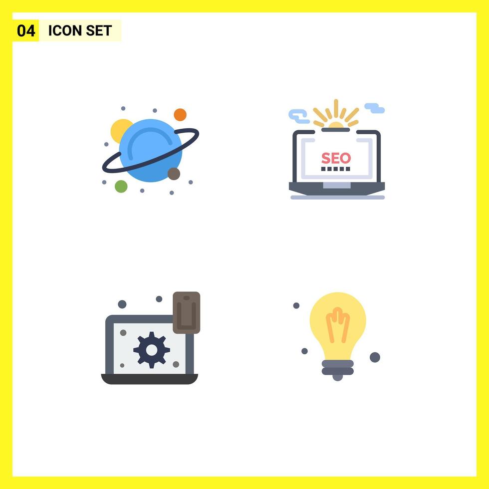 User Interface Pack of 4 Basic Flat Icons of physics configure space setting preference Editable Vector Design Elements