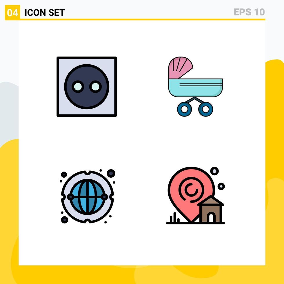 4 Filledline Flat Color concept for Websites Mobile and Apps apartment stroller light baby internet Editable Vector Design Elements