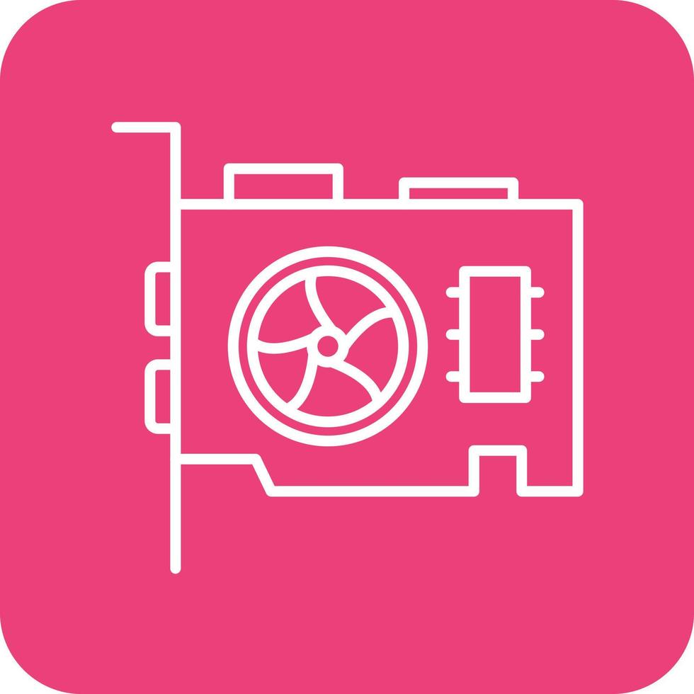 Vga Card Line Round Corner Background Icons vector