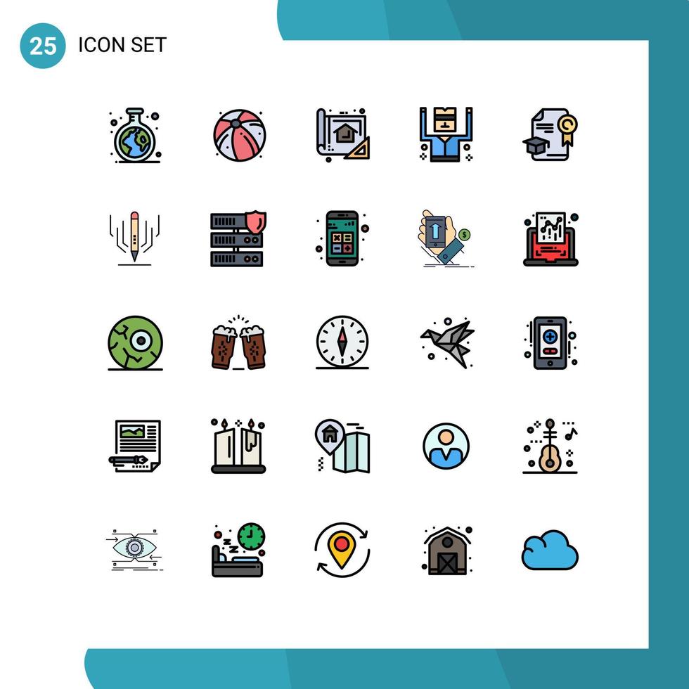 Set of 25 Modern UI Icons Symbols Signs for education security blue prisoner arrested Editable Vector Design Elements