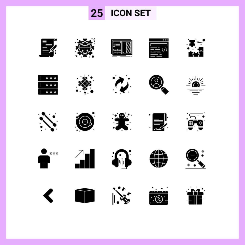 User Interface Pack of 25 Basic Solid Glyphs of cube text blueprint design prototype Editable Vector Design Elements