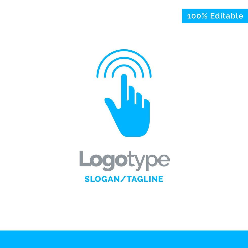 gestos con los dedos interfaz de la mano toque plantilla de logotipo sólido azul lugar para el eslogan vector