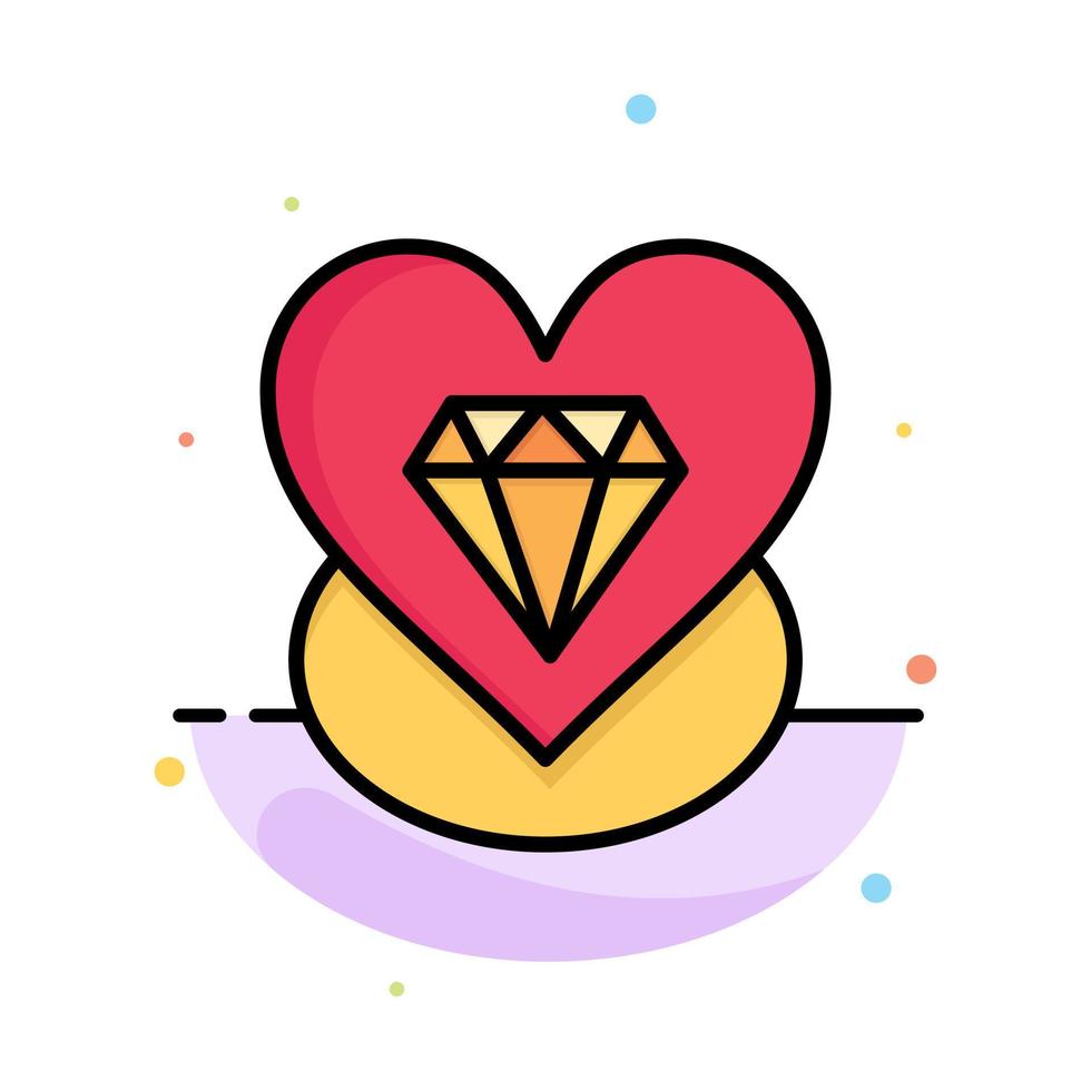 Diamond Love Heart Wedding Abstract Flat Color Icon Template vector