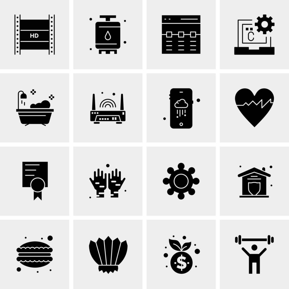 16 iconos de negocios universales vector ilustración de icono creativo para usar en proyectos relacionados con la web y dispositivos móviles