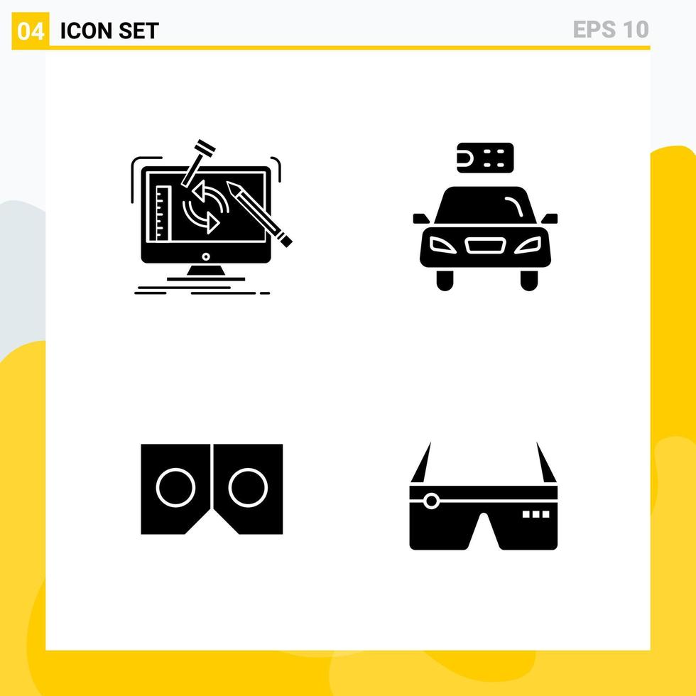 Collection of 4 Universal Solid Icons Icon Set for Web and Mobile Creative Black Icon vector background