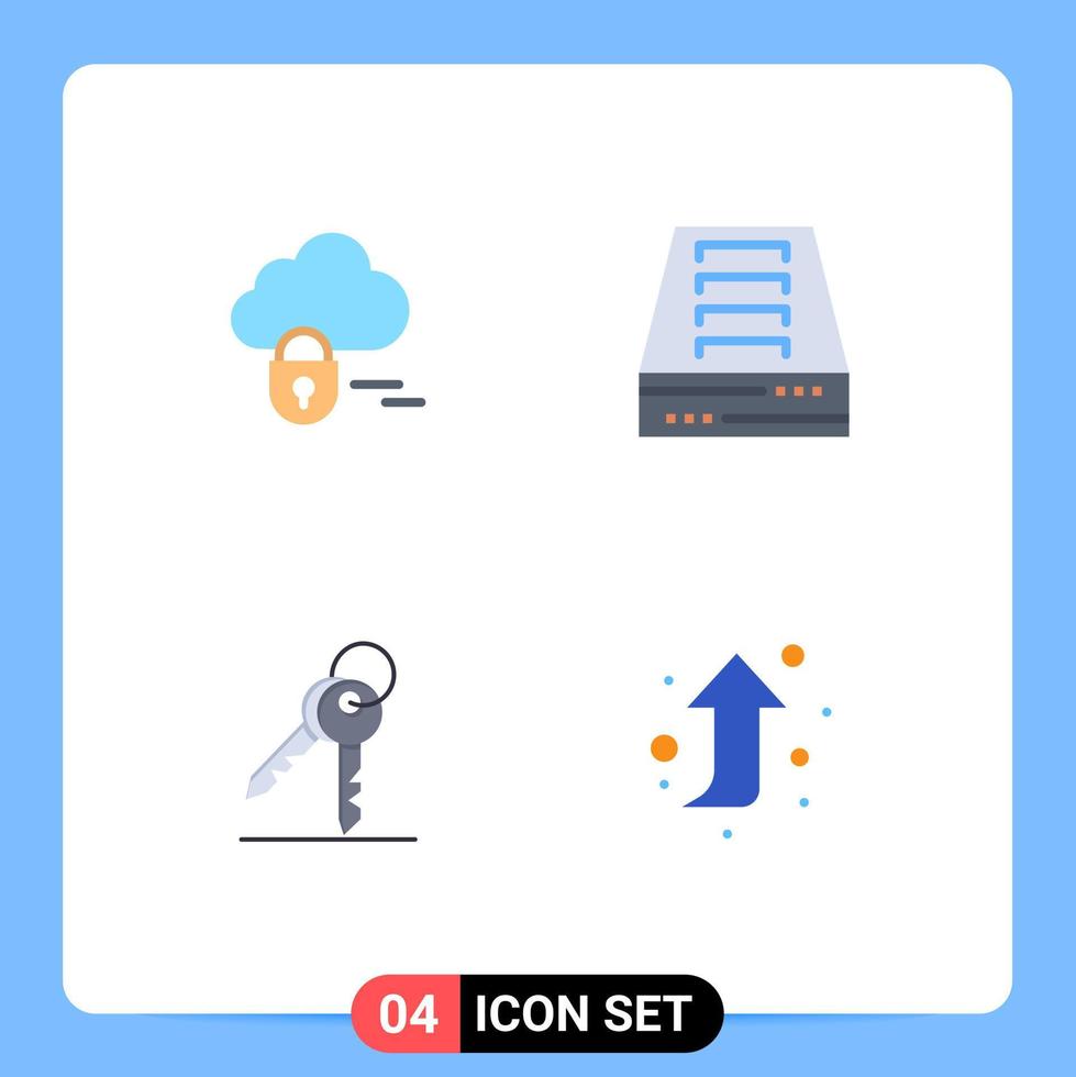Universal Icon Symbols Group of 4 Modern Flat Icons of cloud security archive office arrow Editable Vector Design Elements