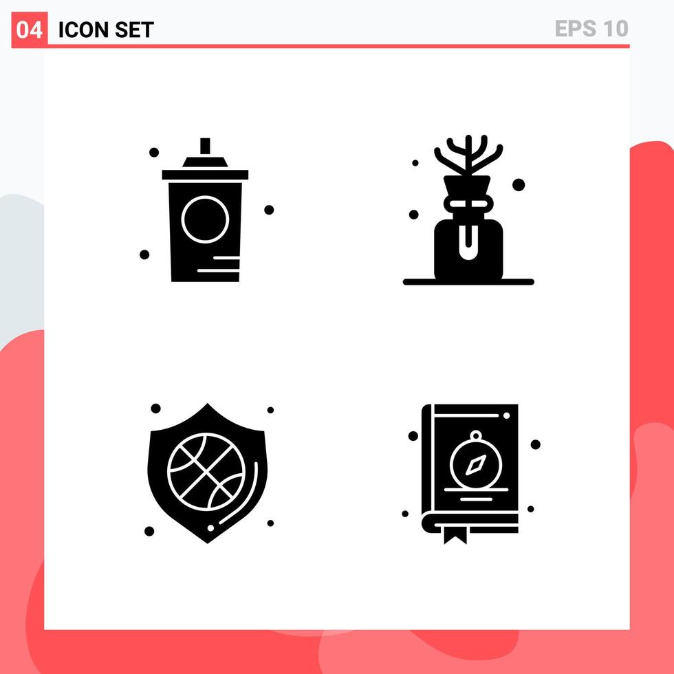 Collection of 4 Vector Icons in solid style Modern Glyph Symbols for Web and Mobile Solid Icon Sign Isolated on White Background 4 Icons Creative Black Icon vector background